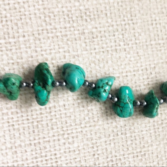 Turquoise Nugget Hematite Bead Necklace - Picture 6 of 13